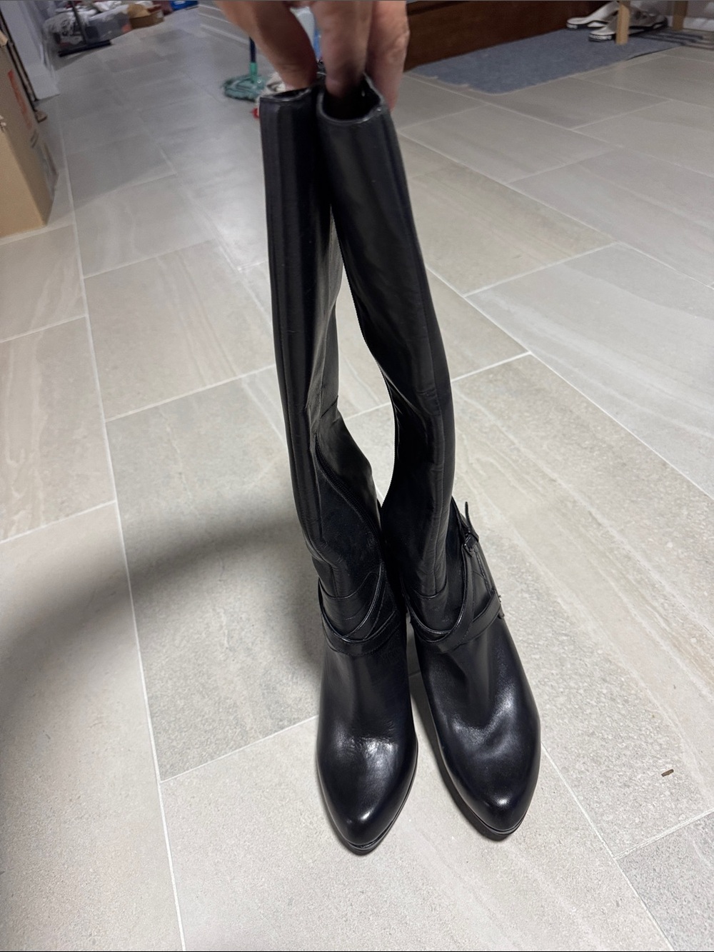 Nine West Black Knee-High Women's Leather Boots